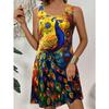 Женское платье без рукавов с принтом павлина Яркий животный узор Платья-жилеты А-силуэта Повседневная одежда Стиль для отпуска На открытом воздухе Топ