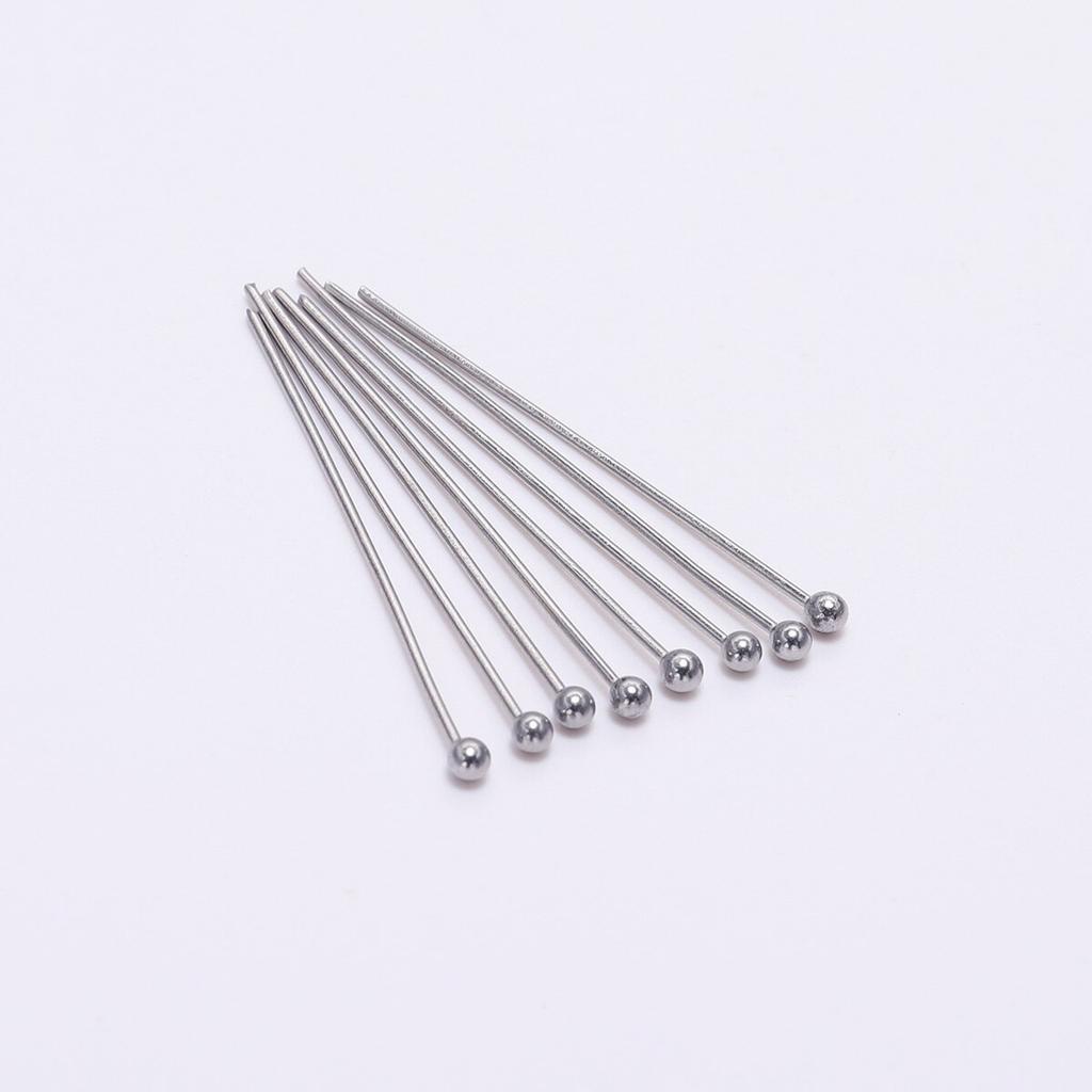 100pcs/Lot 15 20 30 40 50mm Stainless Steel Ball Head Pins For DiY Jewelry Making Head Pin Findings Accessories Dia 0.6mm