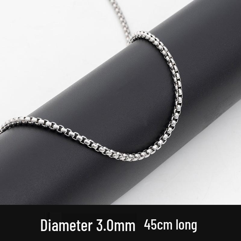 Мужское ожерелье из квадратной жемчужной цепочки из нержавеющей стали - Хип-хоп украшение из титановой стали (2/2.5/3/3.5мм)