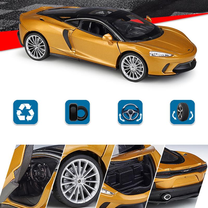Масштаб 1/24 Welly McLaren GT, модель автомобиля из сплава, литье под давлением, металлические игрушечные автомобили, модель автомобиля, высокая имитация, коллекция, детские подарки