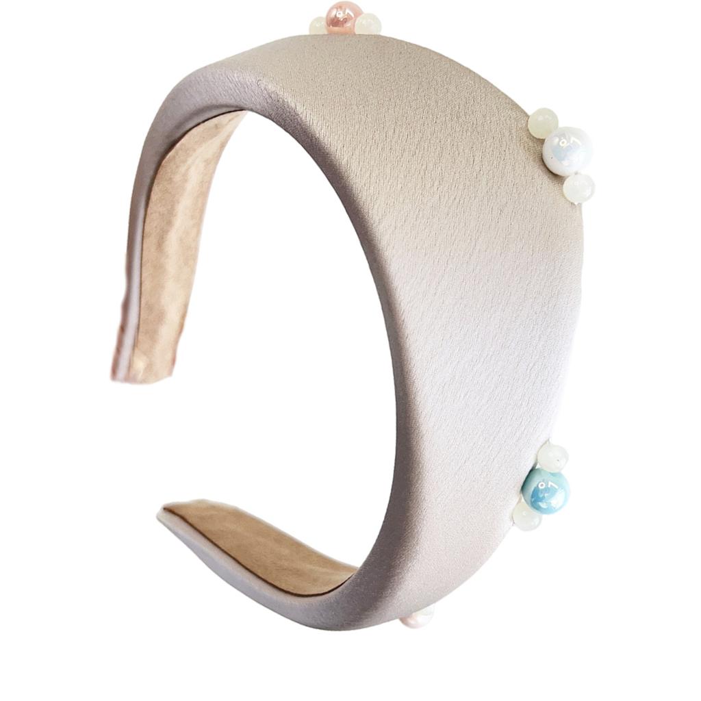 Women Retro Fabric Headband with Pearl Decors High Skull Wide Hairhoop for Elegant Hair Styling All Matching Hairband