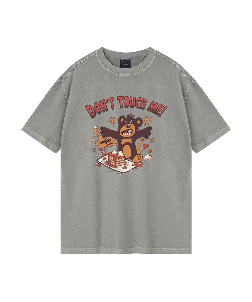 WILDROCK Hollysheesh Angry Bear Pigment Oversized Short Sleeve T-Shirt_6 Col (A Type)