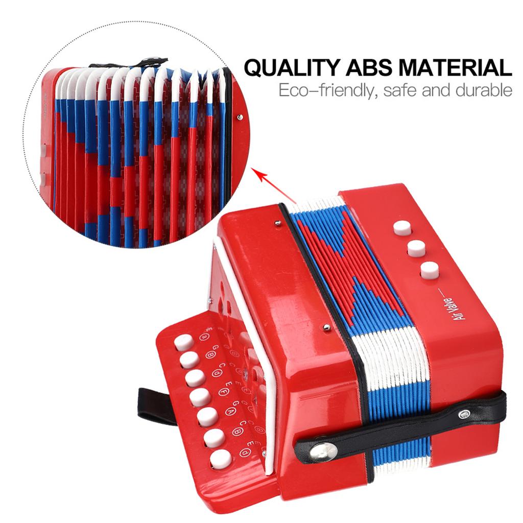 Children 7‑Key 2 Bass Mini Small Accordion Educational Musical Instrument Rhythm Toy (Red)