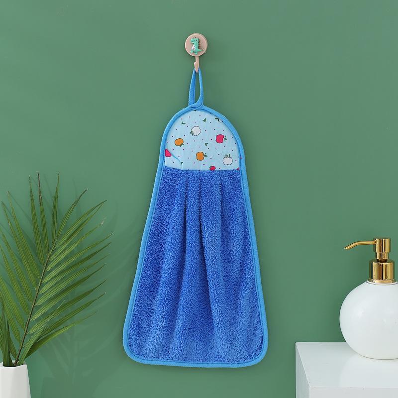 Cartoon Coral Fleece Hanging Towels for Kitchen & Bathroom