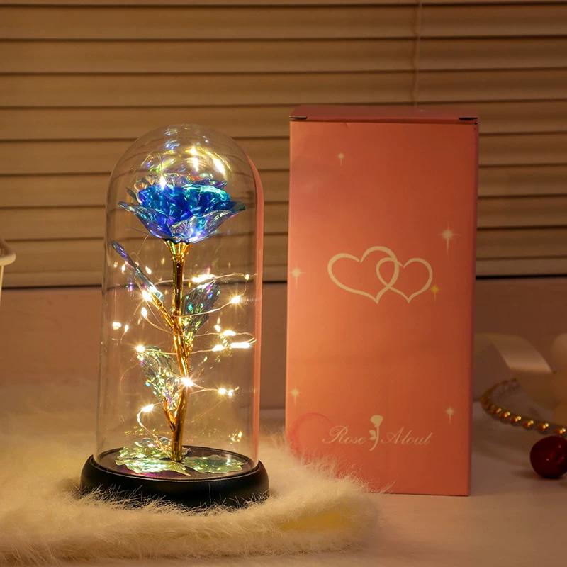 Eternal bouquet rose night light ornament bedroom decoration birthday gift girls girls children senior sense Qixi Festival