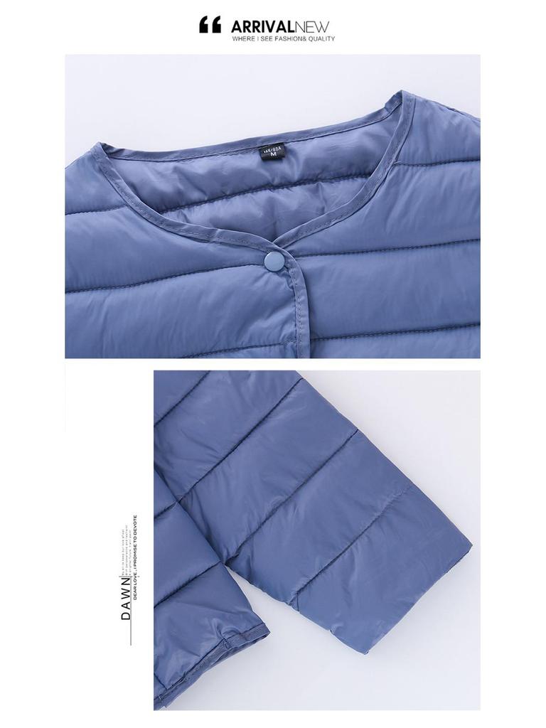 2025 Women's Lightweight Down Jacket: Short Style, Two-Way Round/V-Neck, Perfect for Autumn & Winter