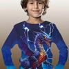 Children's Cool Dinosaur Series 3D Digital Printed Boys' Hip Hop Personality Round Neck Long Sleeved T-shirt