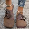 Fashion Brown Round Toe Flats Shoes Women 2025 Faux Suede Lace Up Flat Shoes for Woman Plus Size Soft Walking Casual Shoes Female