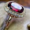 Luxury Gold Color Metal Square Red Stone Ring Fashion Party Engagement Wedding Rings for Women Jewelry