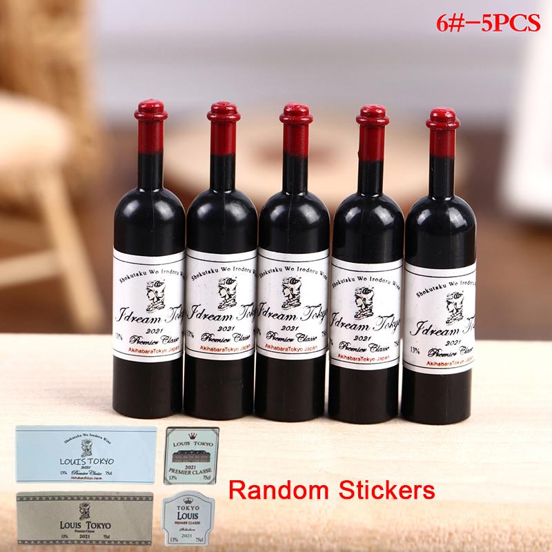 5Pcs 1:12 Dollhouse Miniature Wine Cup Beer Mug Wine Bottle Model Doll Decor Toy