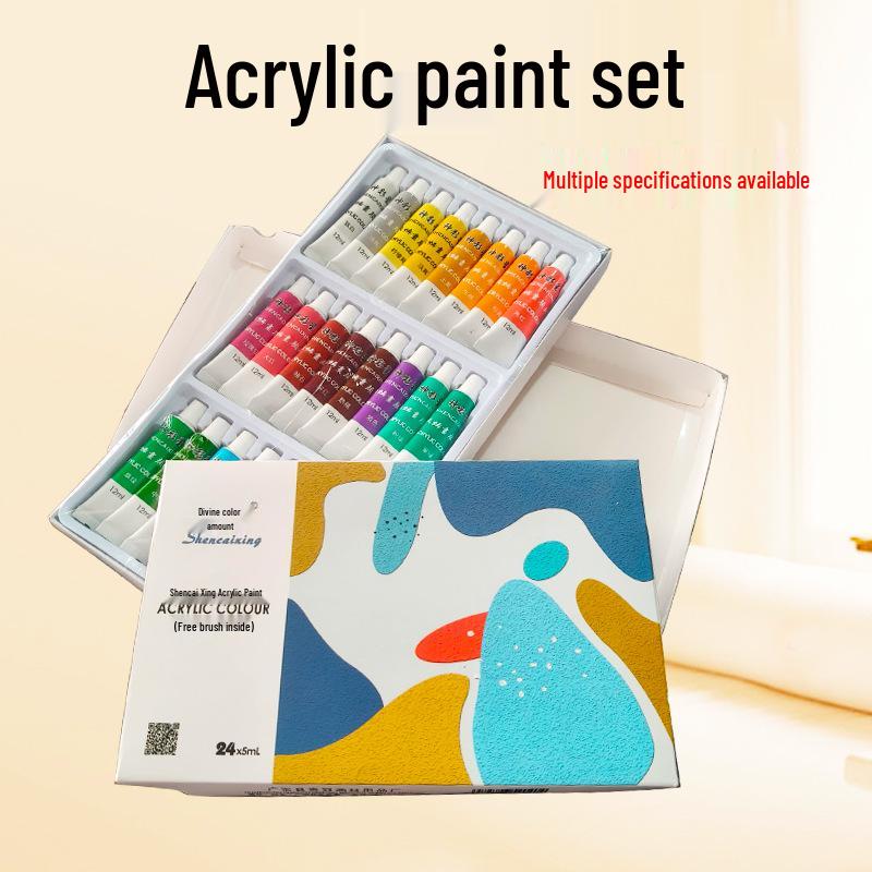 Shencai Xing Acrylic Paint Set: Waterproof, 12 Colors for School Students & DIY Art