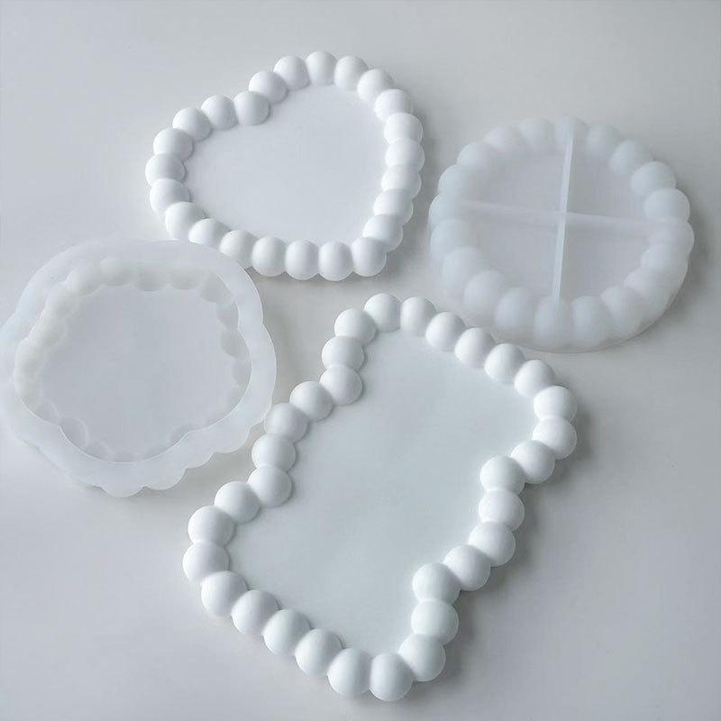 Bubble Storage Tray Silicone Mold Diy Resin Plaster Cement Gift Casting Mould Round Cloud Heart Shape Coaster Home Decor