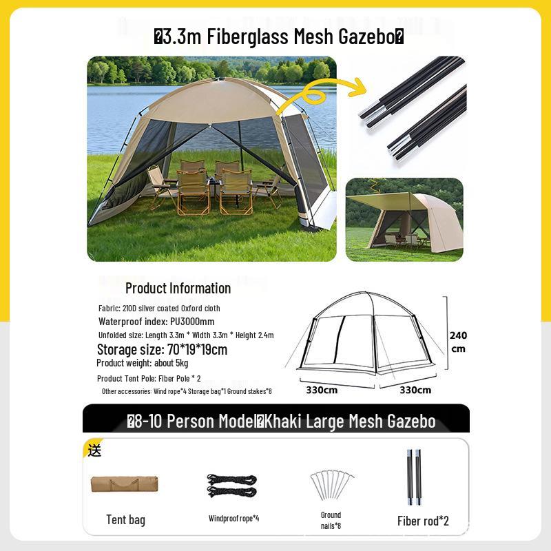 Outdoor Mosquito Net Tent: Sunshade & Rainproof Pavilion for Camping & Courtyard Protection.