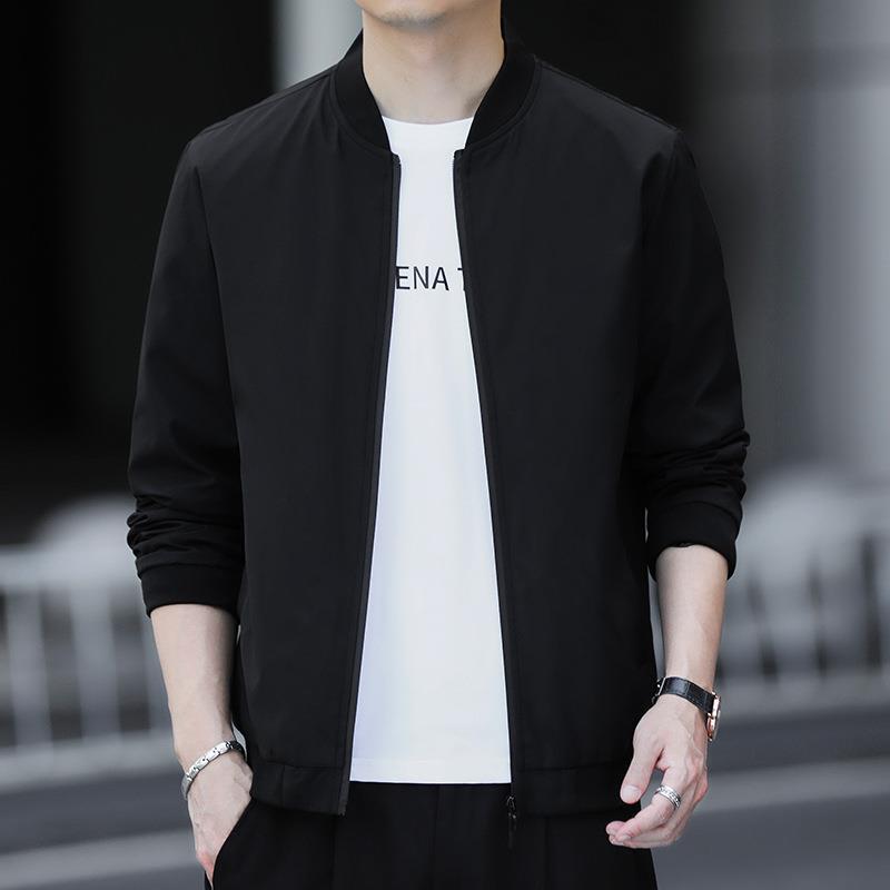 Мужская весенне-осенняя модная повседневная куртка с бейсбольным воротником, тонкая куртка для молодых и мужчин среднего возраста
