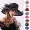 Women's Organza Church Derby Hat Summer Ruffles Wide Brim Church Bridal Sun