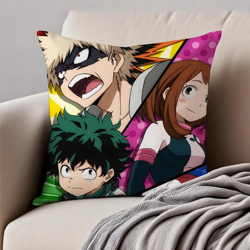 Inspirational Dynamic MMy Hero Academias Cushion Cover Pillowcase Antidustmite Invisible Zipper Short Plush Sofa Cushion