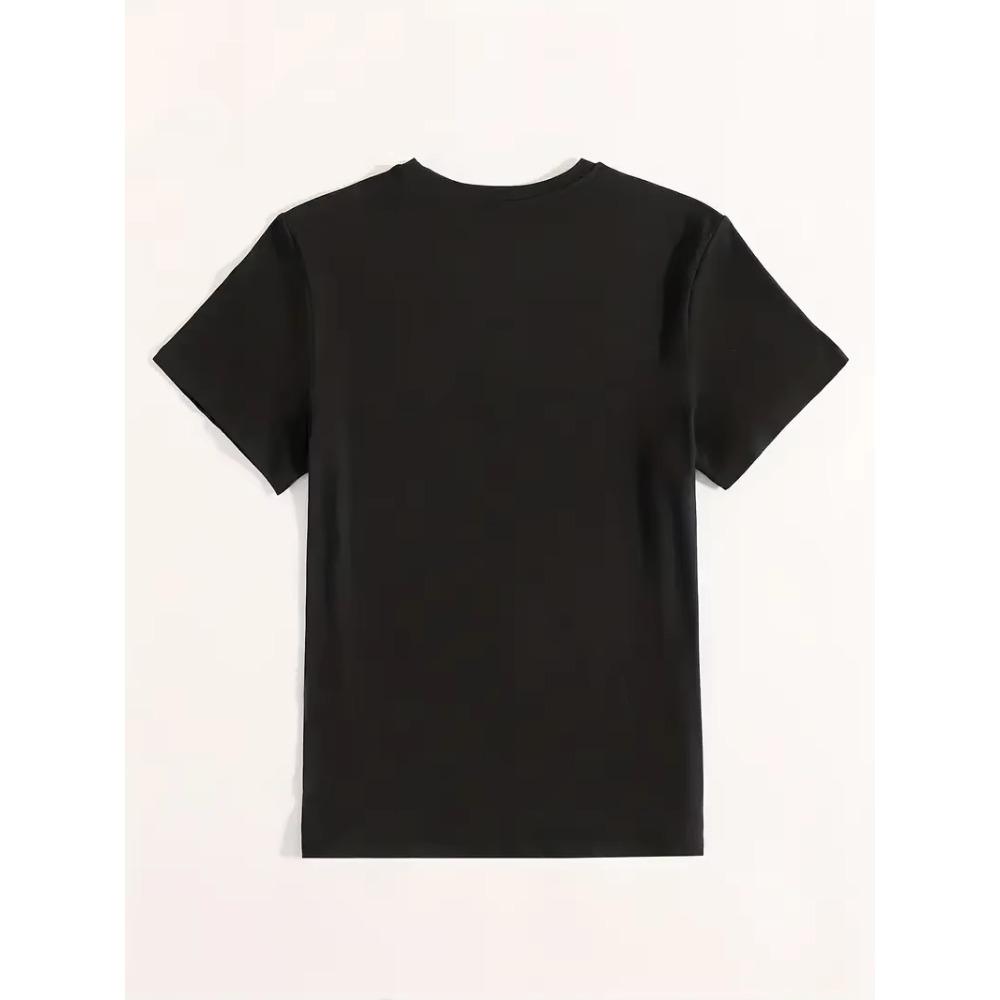 Футболка большого размера для женщин с рисунком чая и букв, с коротким рукавом и круглым вырезом, слегка эластичная