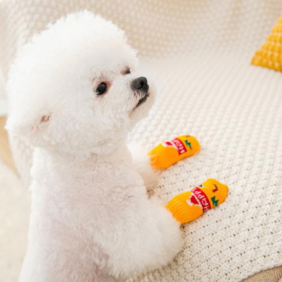 4 шт. носки для домашних животных, хорошая эластичность, сохраняют тепло, мягкая обувь для кошек и собак, носки, товары для домашних животных