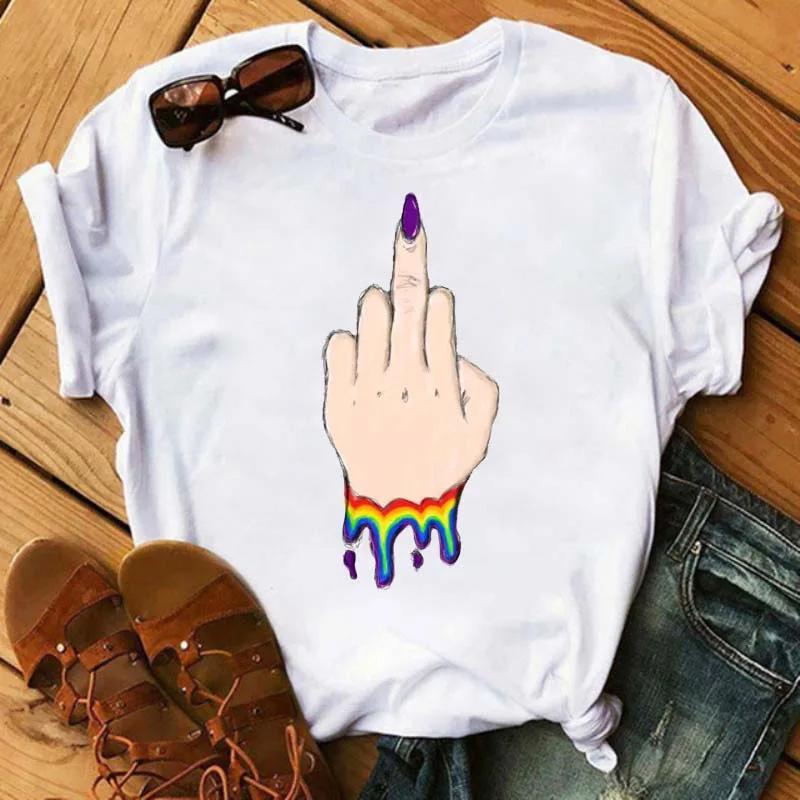 Middle Finger Print T Shirt Women Short Sleeve O Neck Loose Tshirt Summer Women Causal Tee Shirt Tops Camisetas Mujer