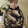 Мужской властный узор золотого дракона 3D-принт толстовка с капюшоном с длинными рукавами повседневный универсальный пуловер