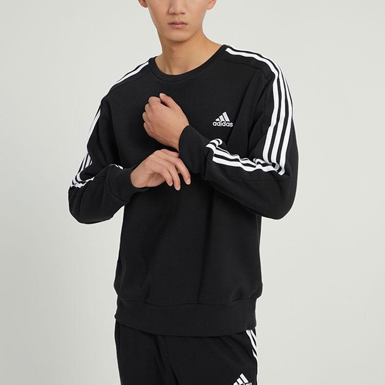 adidas Свитшот Essentials French Terry 3-Stripes, черный, для мужчин, уличная одежда IC9317