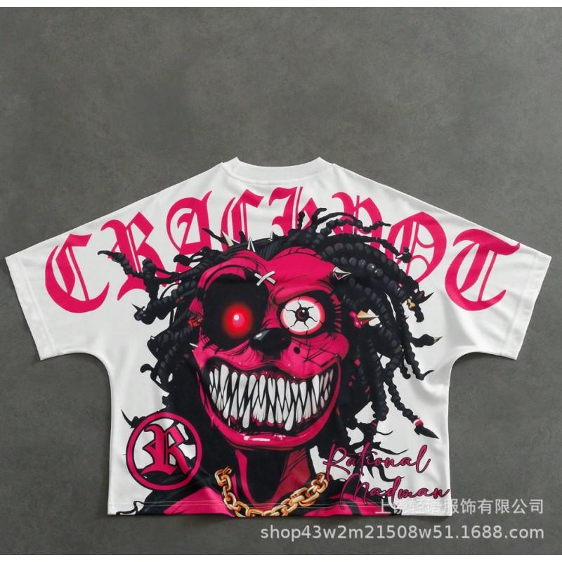Mens Loose Fit Graphic T-Shirt Casual Streetwear Short Sleeve Top Cartoon Print Breathable Tee