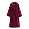 Kaslead New Arrival Women's Clothing Fashion Style Fashion Minimalist Loose with Belt Double Breasted Long Overcoat Outerwear