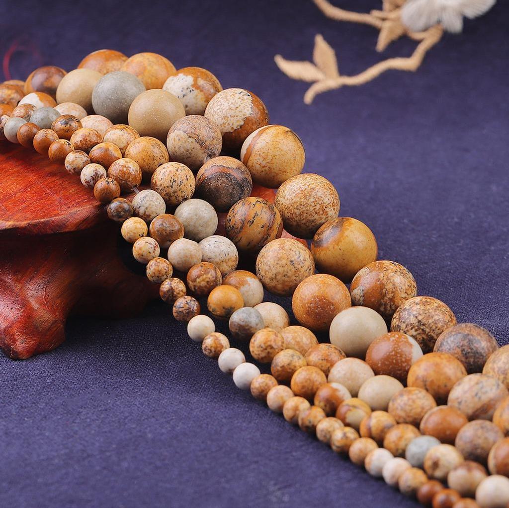 Натуральный камень 4/6/8/10/12 мм коричневые яшмы с изображением круглые свободные бусины для изготовления ювелирных изделий DIY браслет