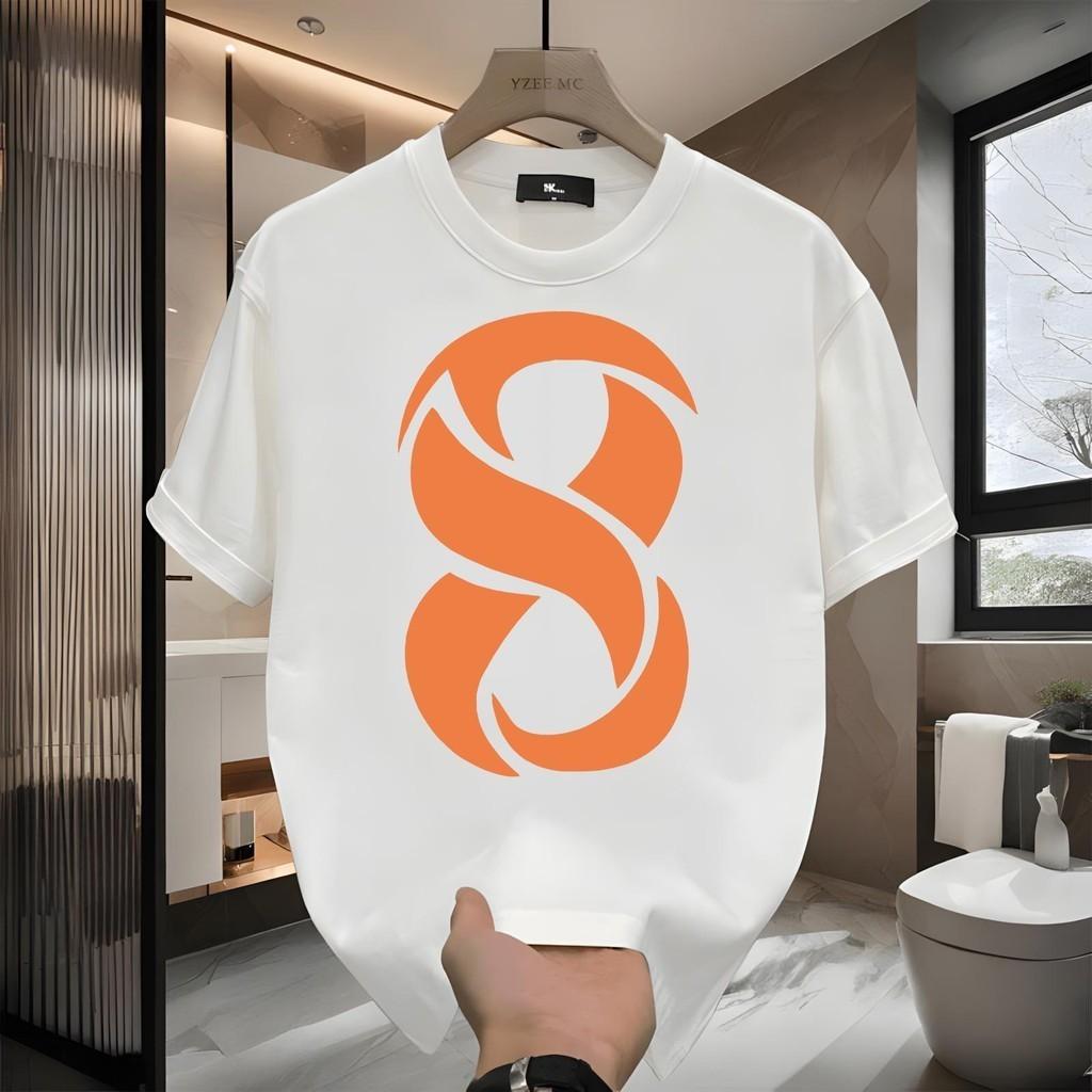 Новая футболка из чистого хлопка с принтом Чистый хлопок Американский стиль Модная футболка Уличный стиль Свободный крой Летняя футболка Парная футболка с коротким рукавом