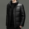 Yiliteng Men's Genuine Leather Goose Down Stand-Collar Puffer Jacket YTMMRSY23015