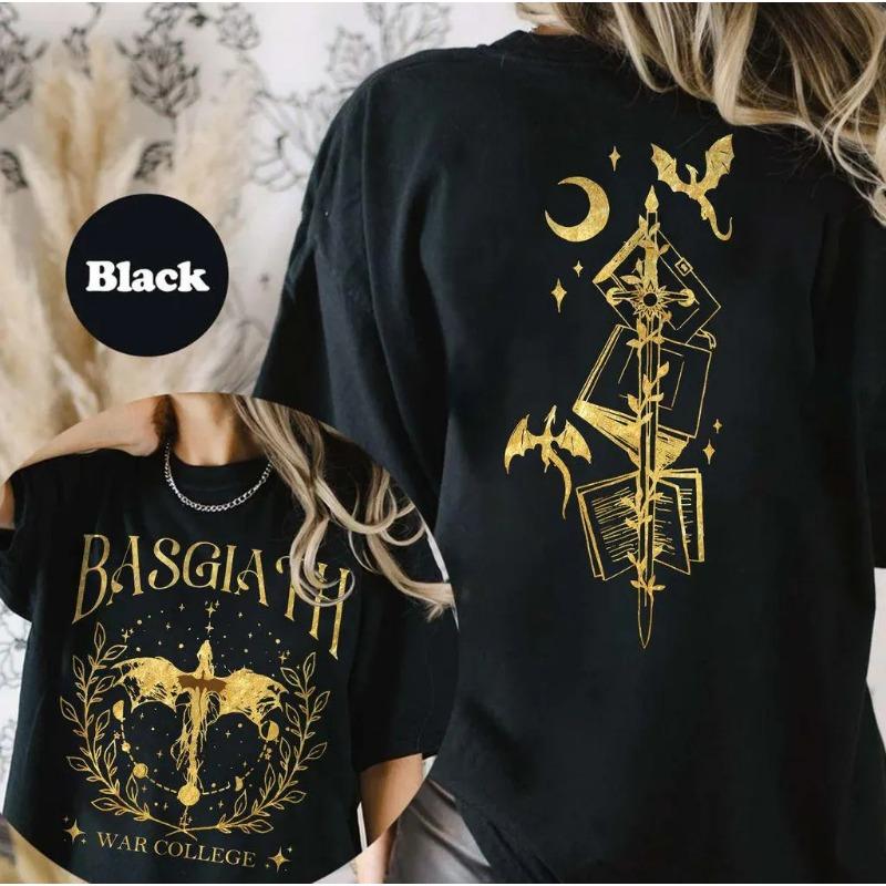 Ретро футболка Basgiath War College с двусторонней печатью Comfort Color, Футболка Fourth Wing, Футболка Fourth Wing, Футболка Всадника Драконов