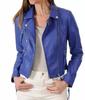 Leather Handmade Women's Jacket Blue Stylish Genuine Lambskin Biker Motorcycle Soft
