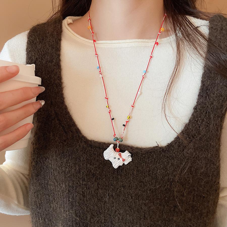 Милое щенячье ожерелье Mengqu~ Детские Забавные Универсальные Длинные Аксессуары Новые Популярные Ожерелья для Женщин