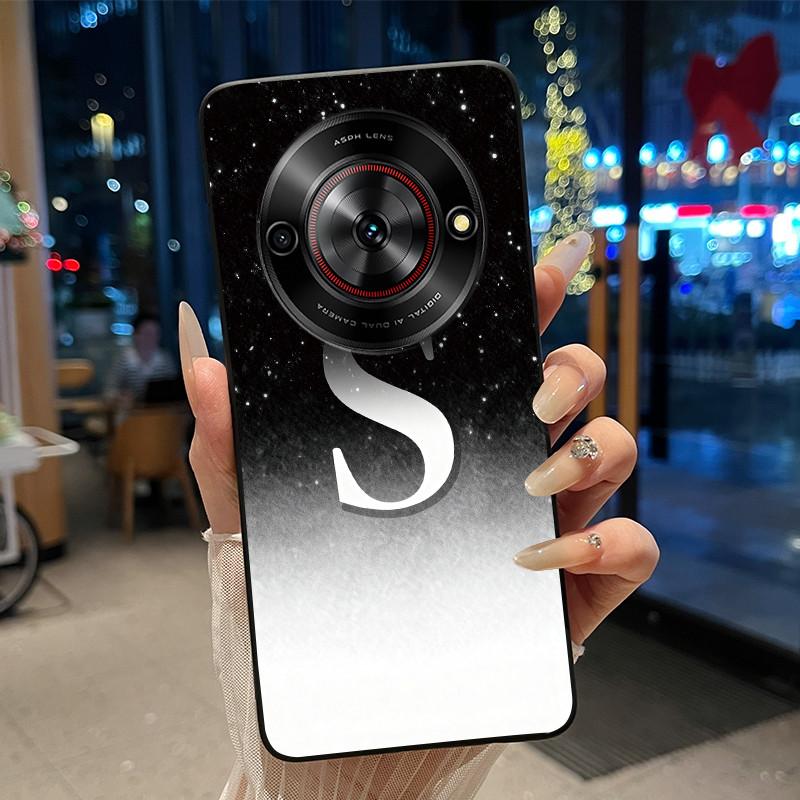Anti-scratch Soft Case For ZTE Blade A75 5G/ Nubia Focus 5G Custom Name A to Z Letter With Flower Starry Sky Pattern Casing