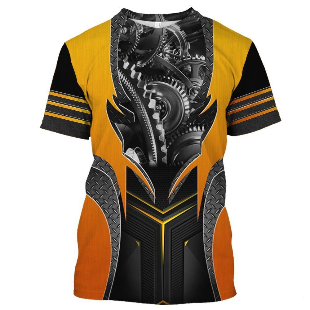 Personalized Design Mechanic Pattern 3D Printing Men's Street Round Neck Short Sleeved T-shirt