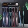 Bamboo Charcoal Long-Head Toothbrush Set with Neutral Bristles for Adults