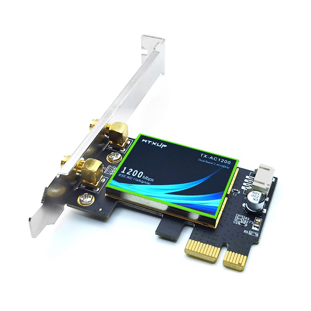 Карта PCIE WIFI 1200 Мбит/с Беспроводной сетевой адаптер Bluetooth-совместимый 4.0 Карта Wlan PCI-E 2,4 ГГц/5 ГГц 2 антенны 802.11ac