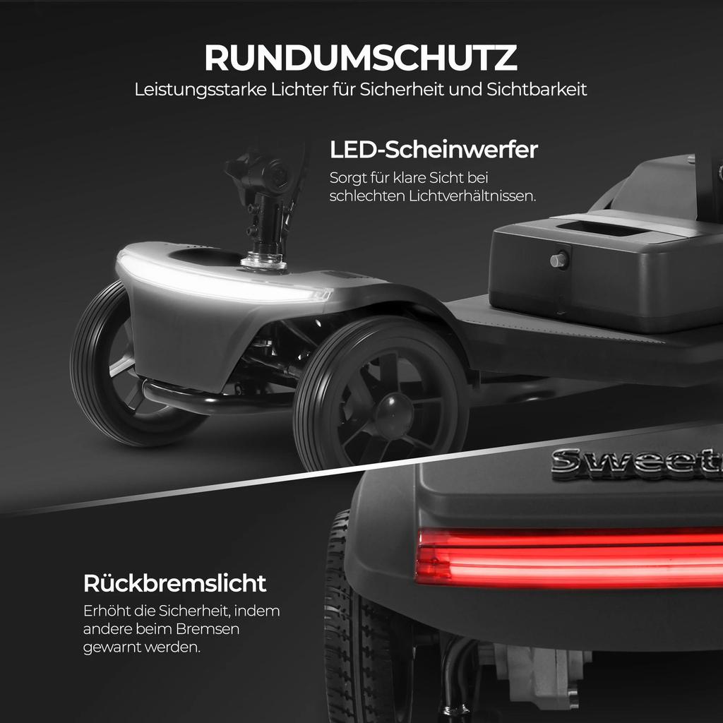 Sweetrich S2 Electric Scooter 250W 24V 12Ah 7.5 * 2.0 "Tire Elderly Mobile Electric Scooter Swivel Chair LED Light Can Load 136kg