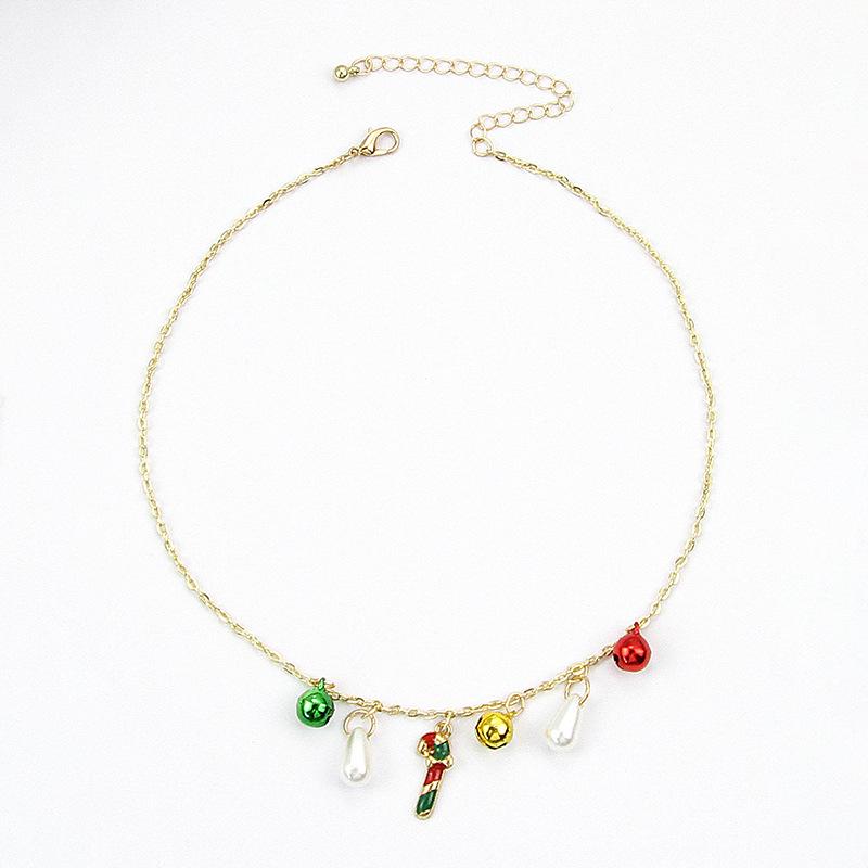 Роскошный кулон в виде красных и зеленых колокольчиков с белым жемчугом и дизайном в виде леденца