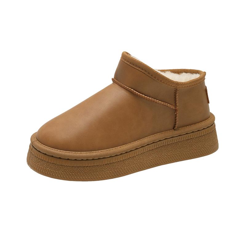 Модные новые теплые плюшевые однотонные женские зимние ботинки 2024 года, горячая распродажа, износостойкие зимние ботинки с толстой подошвой, повседневные удобные ботинки