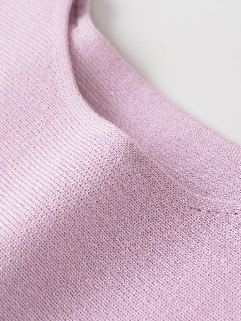 2026 Spring Women's Knit Top with Short Sleeves and Skirt-Style Hem - European & American Style