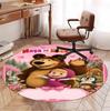 Masha and The Bear Pattern Round Rug, Indoor/Outdoor Mat, for Picnic, Gameroom, Bedroom, Office, Living Room, Home Decor Carpet, Birthday Gift