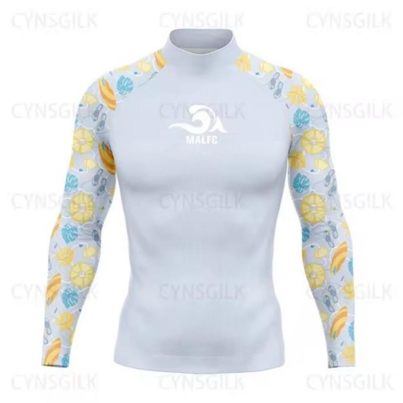 Mens UPF 50 Rash Guard Long Sleeve Swim Shirt Surfing Diving Snorkeling Water Sports Quick Dry Bamboo Fiber