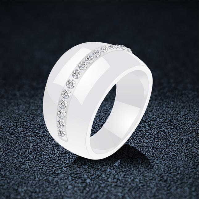 Керамические хрустальные кольца для вечеринок, ювелирные изделия для женщин, обручальное кольцо из нержавеющей стали со стразами