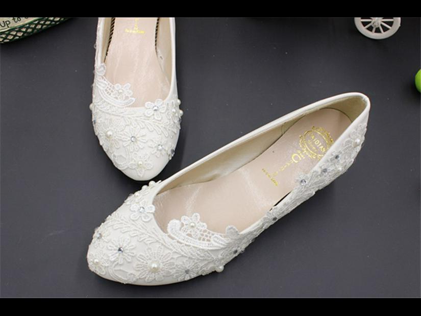 Новое поступление свадебных и подружек невесты на низком каблуке для женщин - Белый