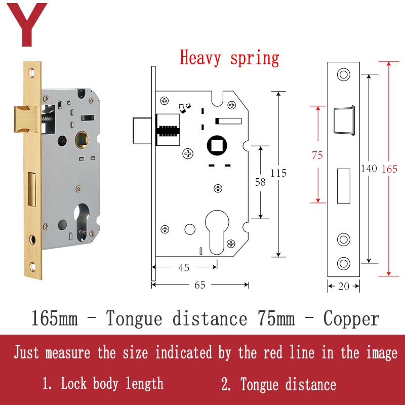 Stainless Steel Lock Body Lock Core Indoor Bedroom Lock Tongue Lock Universal Type Room Household Silent Wooden Door Lock