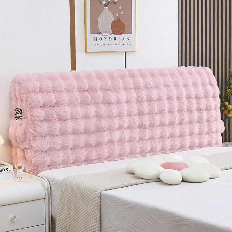 1pcLuxurious Bubble Imitation Rabbit Hair Pocket Style Bedhead Cover Plush Velvet Thickening Soft Comfortable Simple Modern Decoration Headboard Cover