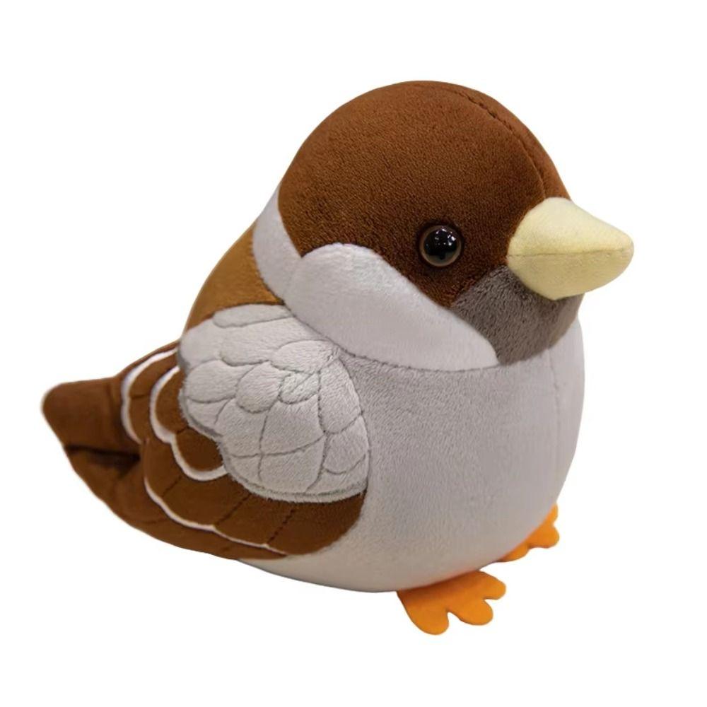 Realistic Soft Stuffed Bird Doll Cute Cartoon Simulation Sparrow Doll Office Companion