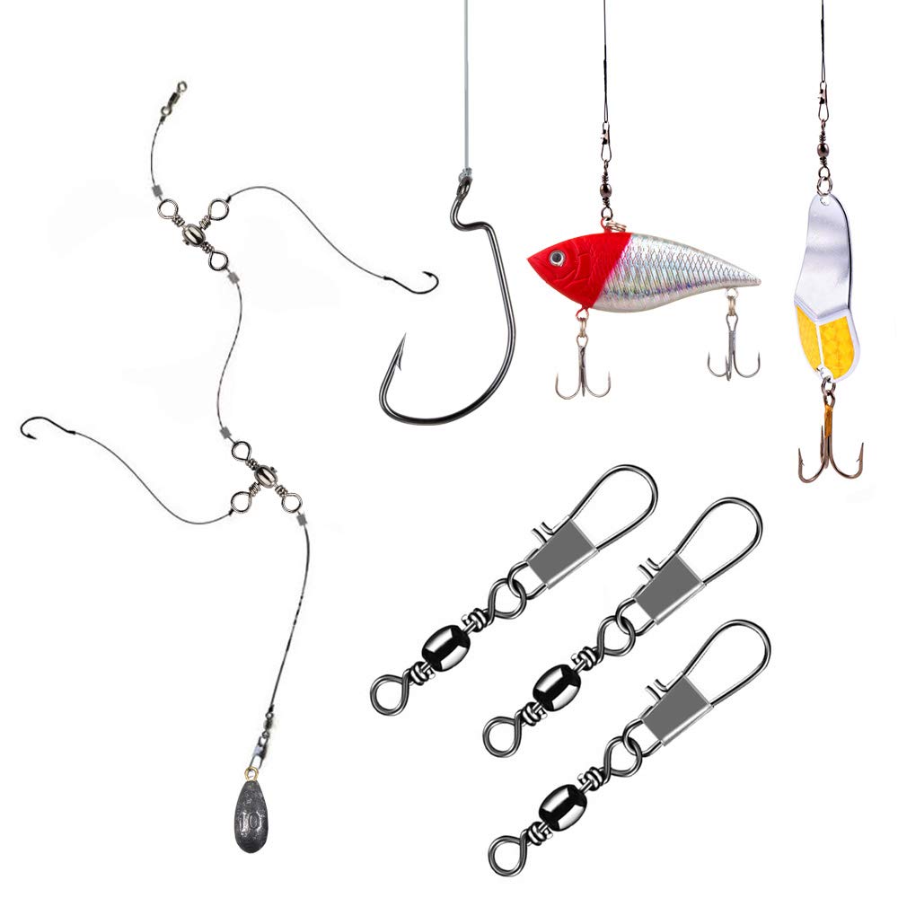 Набор рыболовных снастей LIHAO с и включает набор кейсов, 160 штук вертлюжков, застежек, крючков,