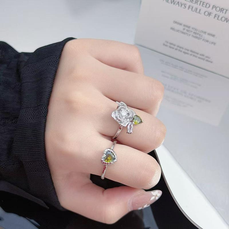 Сладкое и крутое кольцо с цветком любви, супер фея, циркон, женское модное кольцо, темпераментное, для ношения в несколько рядов, персонализированное кольцо на указательный палец
